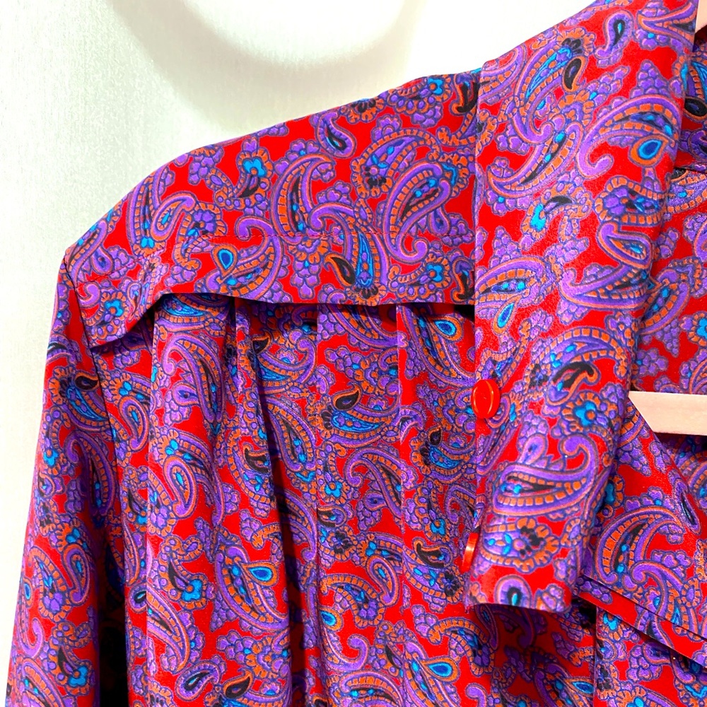 ***SOLD*** Vintage purple paisley secretary blouse